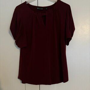 7th Avenue by New York and Company Maroon Puff Sleeve Blouse